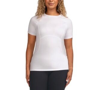 Spyder Active Womens White Performance Mesh Short Sleeve Tee Shirt XS Zip Pocket